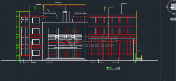 某学校四层图书馆建筑设计CAD施工图-图二