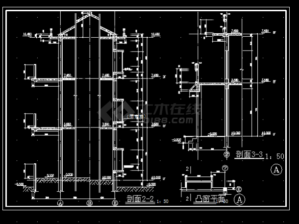 单栋别墅建筑施工cad设计方案详图-图二