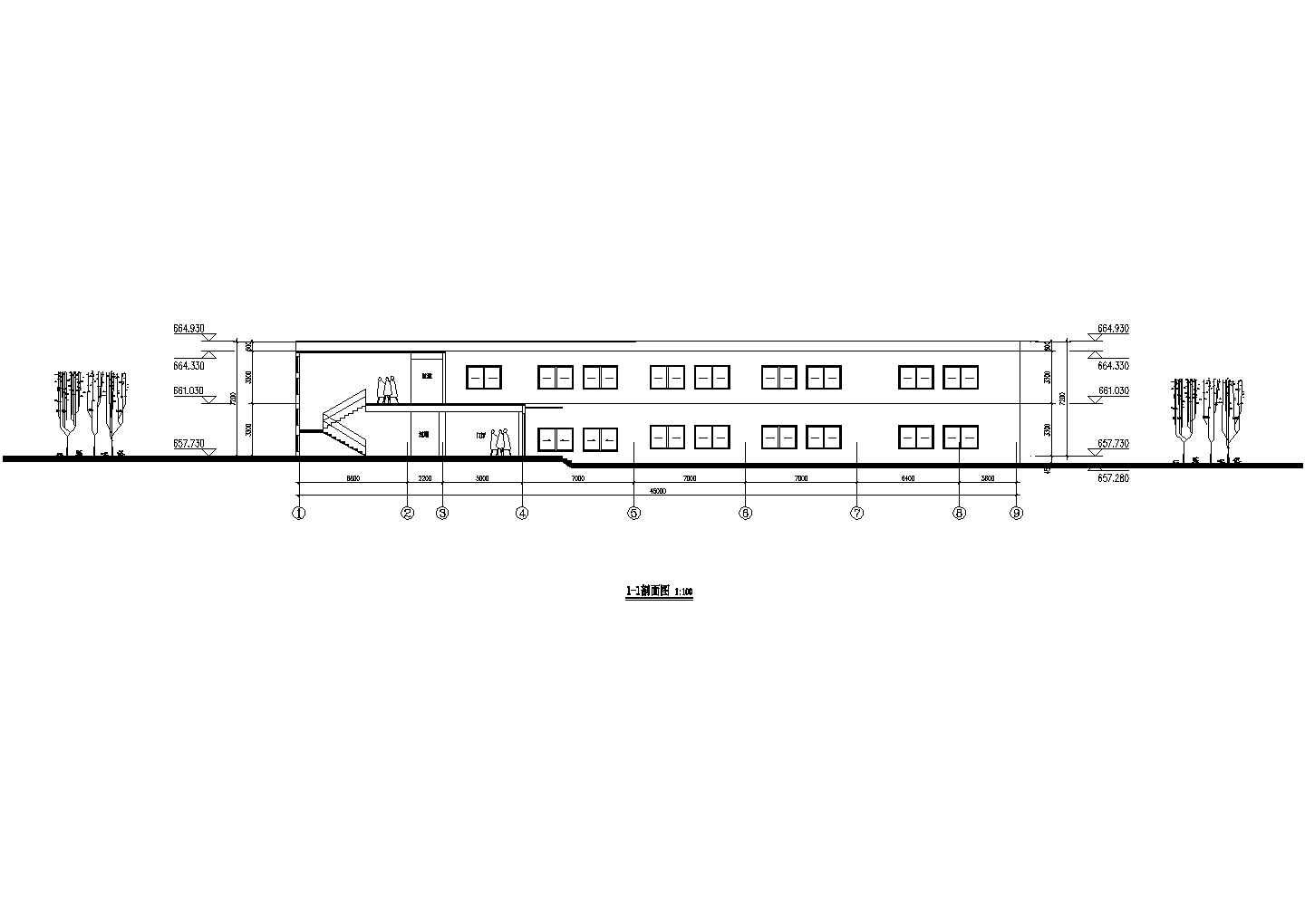 某地三层框架结构烈士纪念馆建筑设计施工方案图
