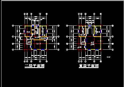 12个别墅建筑CAD施工设计方案平立面图纸-图二