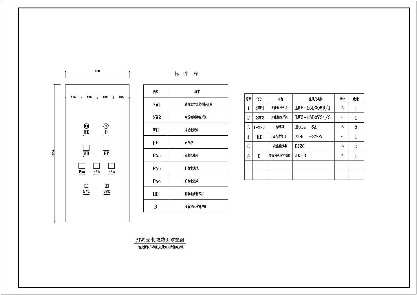 某园林景观配电箱制作安装施工图纸