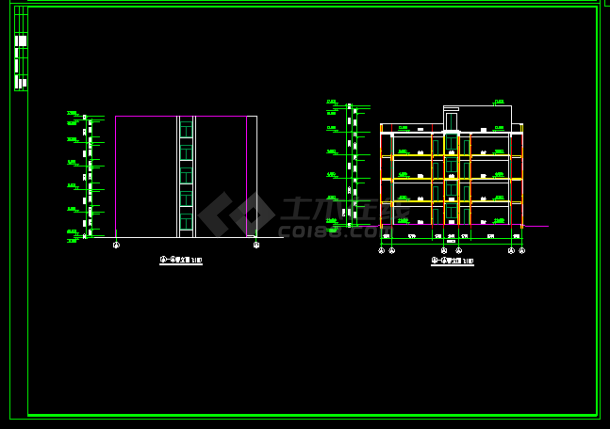某宿舍楼房建筑施工CAD设计图纸-图二