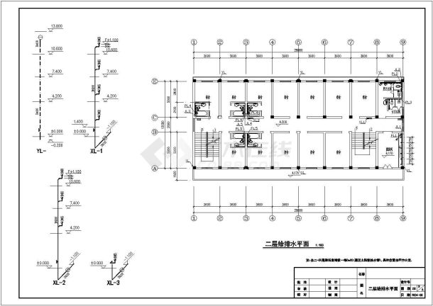 某四层宿舍给排水和电气施工图-图二