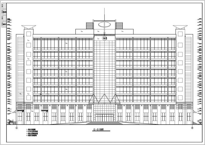 某生物公司九层框架结构办公楼建筑设计方案图_图1