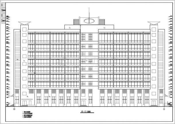 某生物公司九层框架结构办公楼建筑设计方案图-图二
