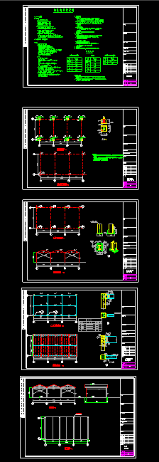 三联跨门式刚架厂房结构施工设计图-图一