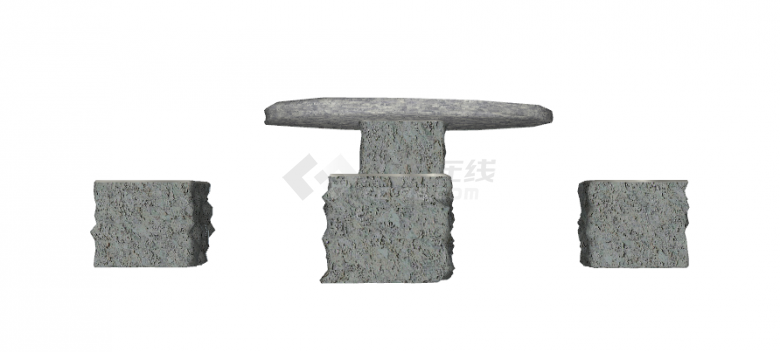 新中式休闲娱乐大气简朴石桌石凳su模型-图一