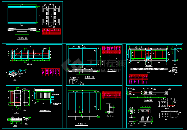 学校候车亭钢框架结构cad施工图纸-图一