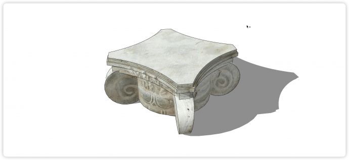 四脚圆饼造型石桌石凳su模型_图1