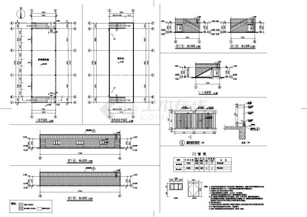 【江苏】某地单层框架结构门卫室建筑设计施工图-图一