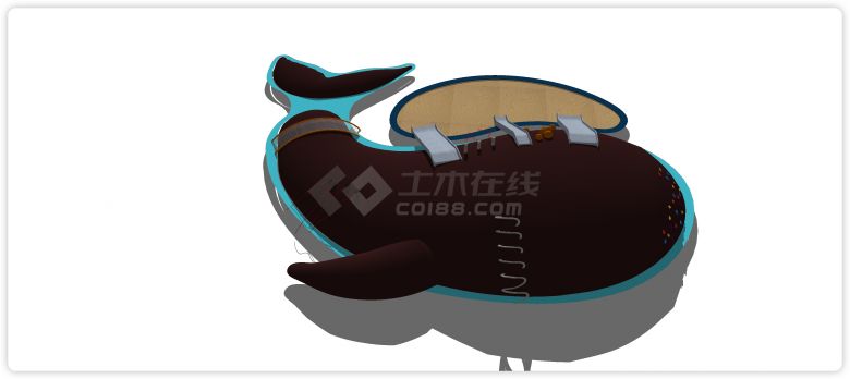 咖啡色鲸鱼造型滑梯儿童活动场地su模型-图二