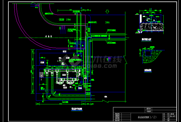 湖南水泵房供水系统施工CAD图纸-图二