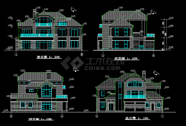 一套三层别墅建筑结构图纸（共10张）-图二