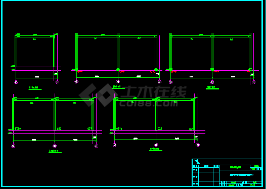 经典车库车间钢框架结构cad施工设计图纸-图二