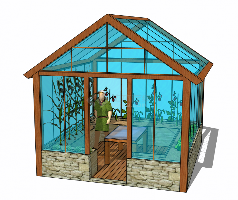 景观植物温室房su模型-图一