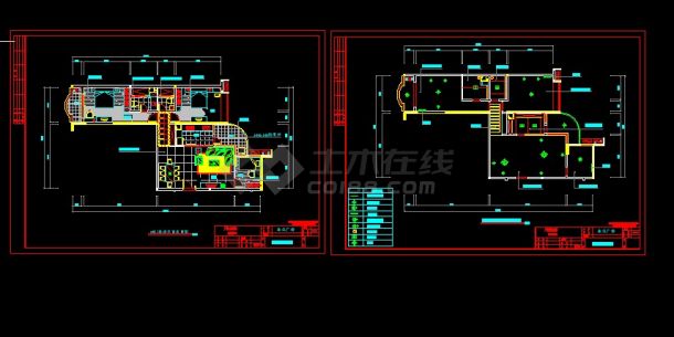 某地区珠江广场小区A栋J型住宅室内装修设计cad施工图-图二