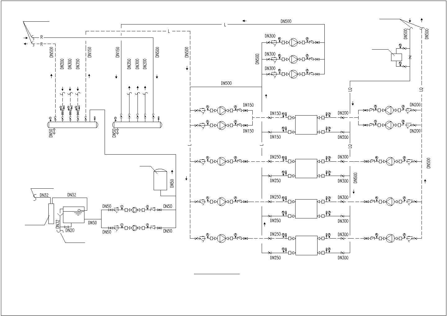 某空调冷源管路系统流程设计施工图