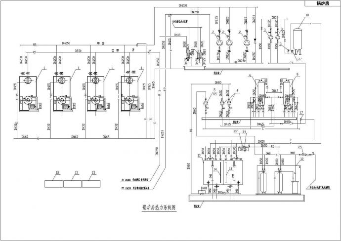 多功能蒸汽锅炉房热力系统cad设计图_图1
