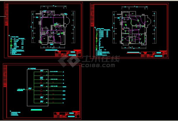 某地区珠江广场小区A栋P户型住宅装修设计cad施工图-图二