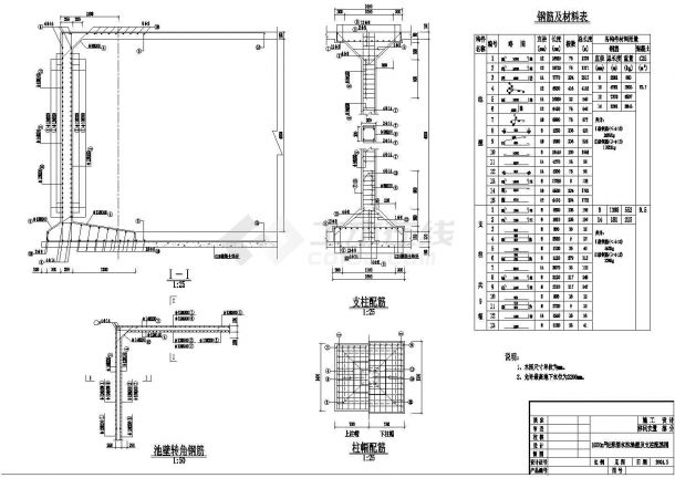 某1000方矩形清水池全套设计图纸-图一