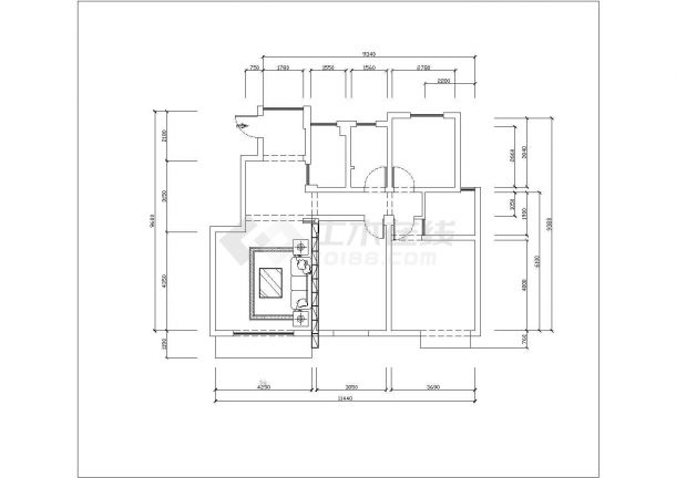 皇冠花园户型测量1三室两厅居室装修设计图纸-图二
