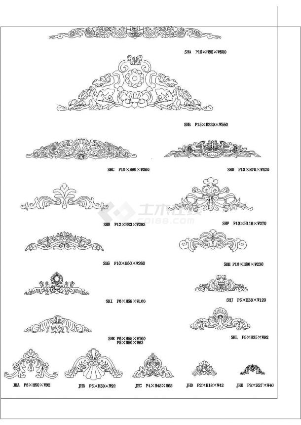 欧式建筑设计图的线条图库CAD版本-图一