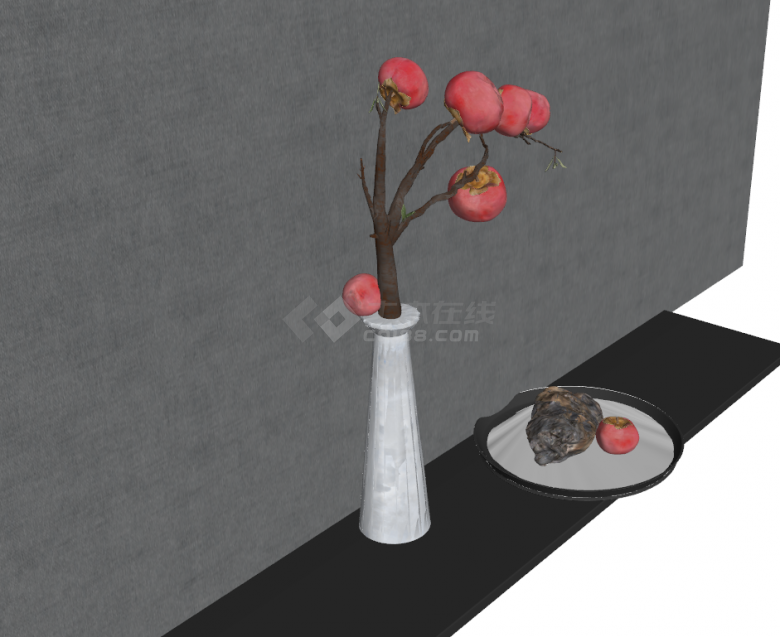 新中式小型木质花瓶摆件su模型-图二