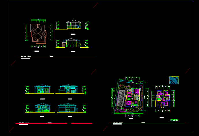 某三层高级私人别墅设计cad建筑施工图带效果图_图1