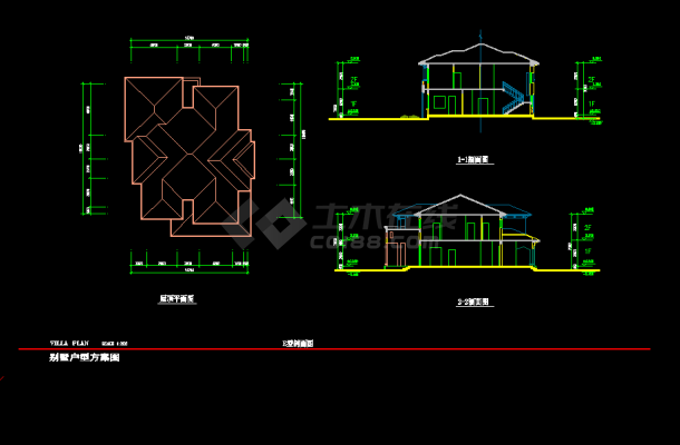 某三层高级私人别墅设计cad建筑施工图带效果图-图二