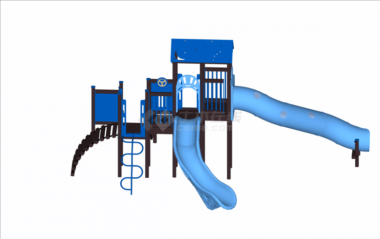 小型蓝色现代风格儿童活动场地su模型-图二