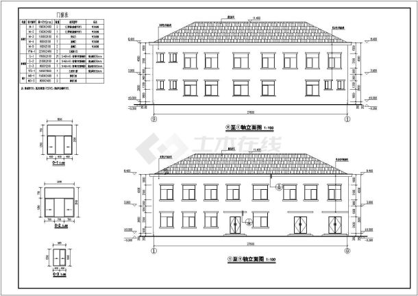 某地区二层办公服务中心建筑施工图-图一