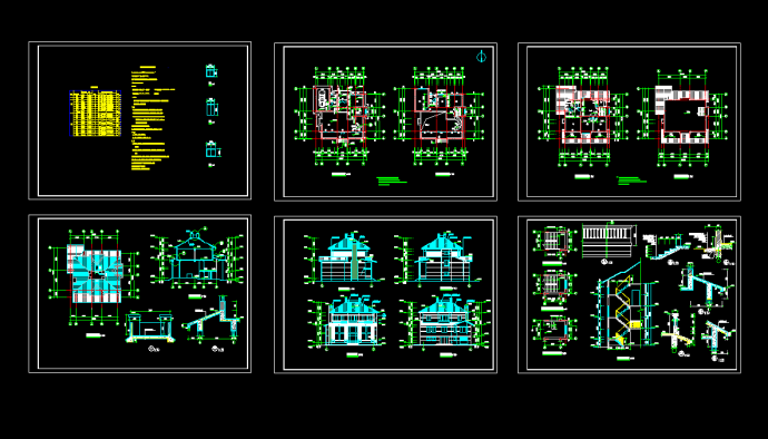 某地区L户型私家小别墅设计cad建筑施工图纸带黑白效果图_图1