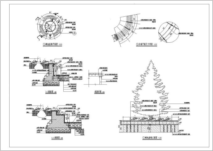 某小区圆形树池木椅坐凳设计图_图1