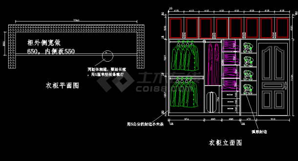 卧室衣柜CAD图纸移门衣服柜-图一