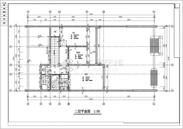 两层现代式四合院CAD建筑设计图-图二