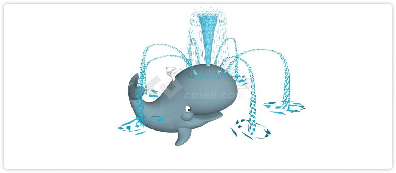 喷水小鲸鱼现代鱼主题儿童游乐设施su模型-图一