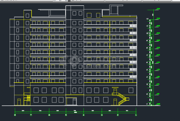 某街区板式高层1号居民楼建筑设计CAD施工图纸-图二