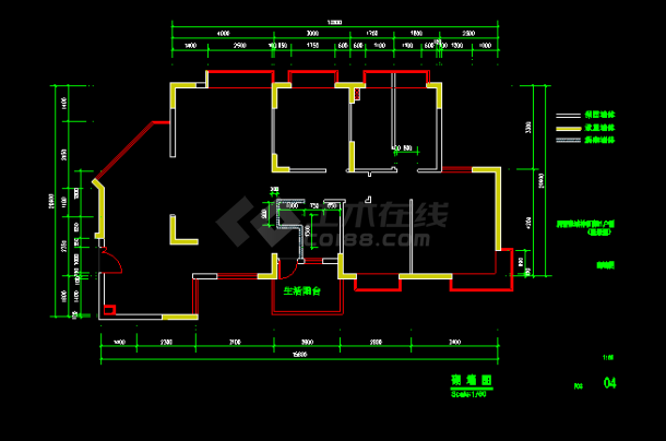 中式温馨型三房装修cad设计施工图-图二