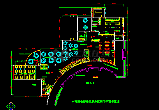 -厦门某高速公路服务区中式餐厅装修CAD设计施工图（含效果）-图二