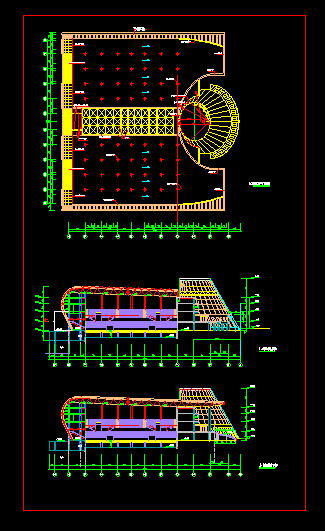 某钢网架体育馆结构cad施工设计图-图二