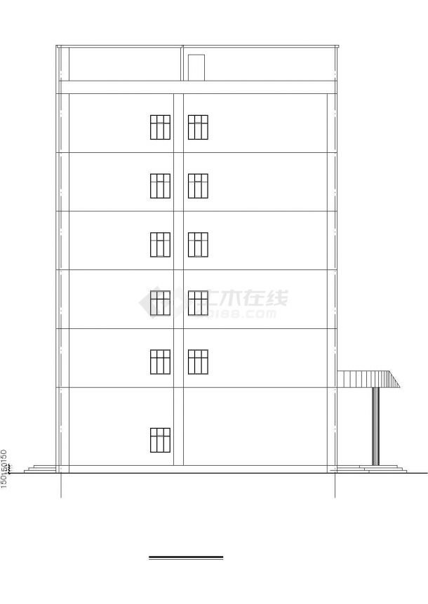 某地六层砖混结构办公楼建筑设计施工图-图二