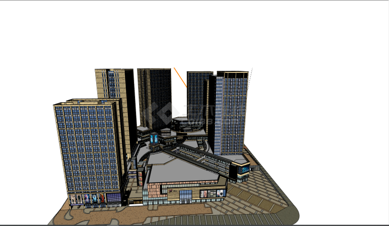 现代高层商业综合体建筑su模型-图二