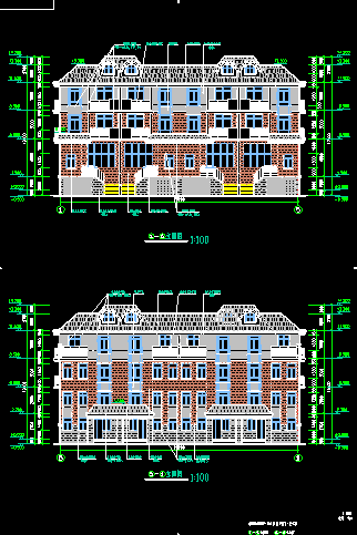 某小区联排别墅设计建筑CAD施工方案图纸-图二