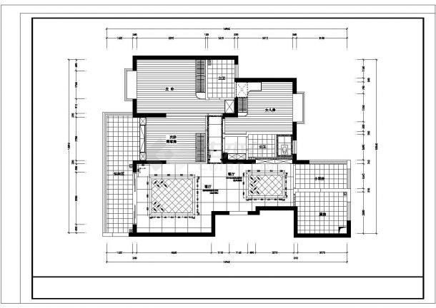 某地区锦苑春天住宅小区室内装修设计cad施工图-图二