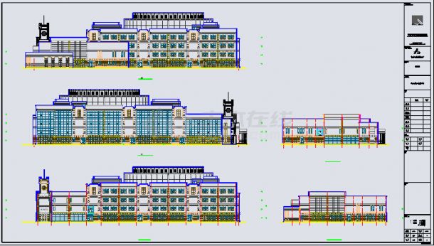 某大学四层框架结构多功能图书馆建筑施工图-图一