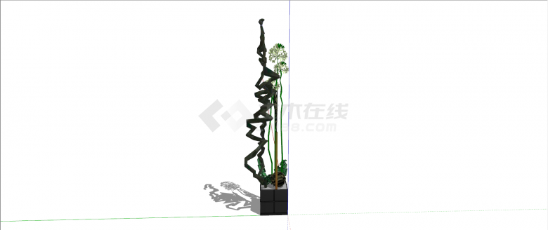 龙舌兰科富贵竹室内植物su模型-图二