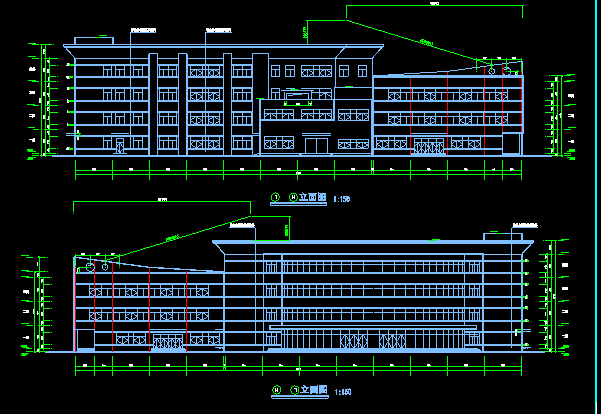 某学校四层食堂建筑施工CAD参考图_图1