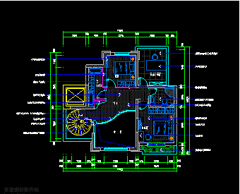 某欧式复式别墅内装修CAD施工设计图纸-图二