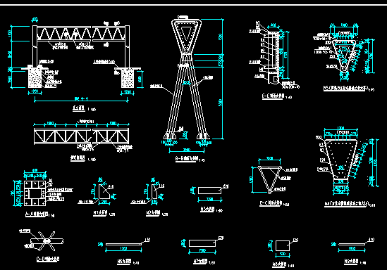 倒三角龙门架结构设计图（跨度13m）_图1