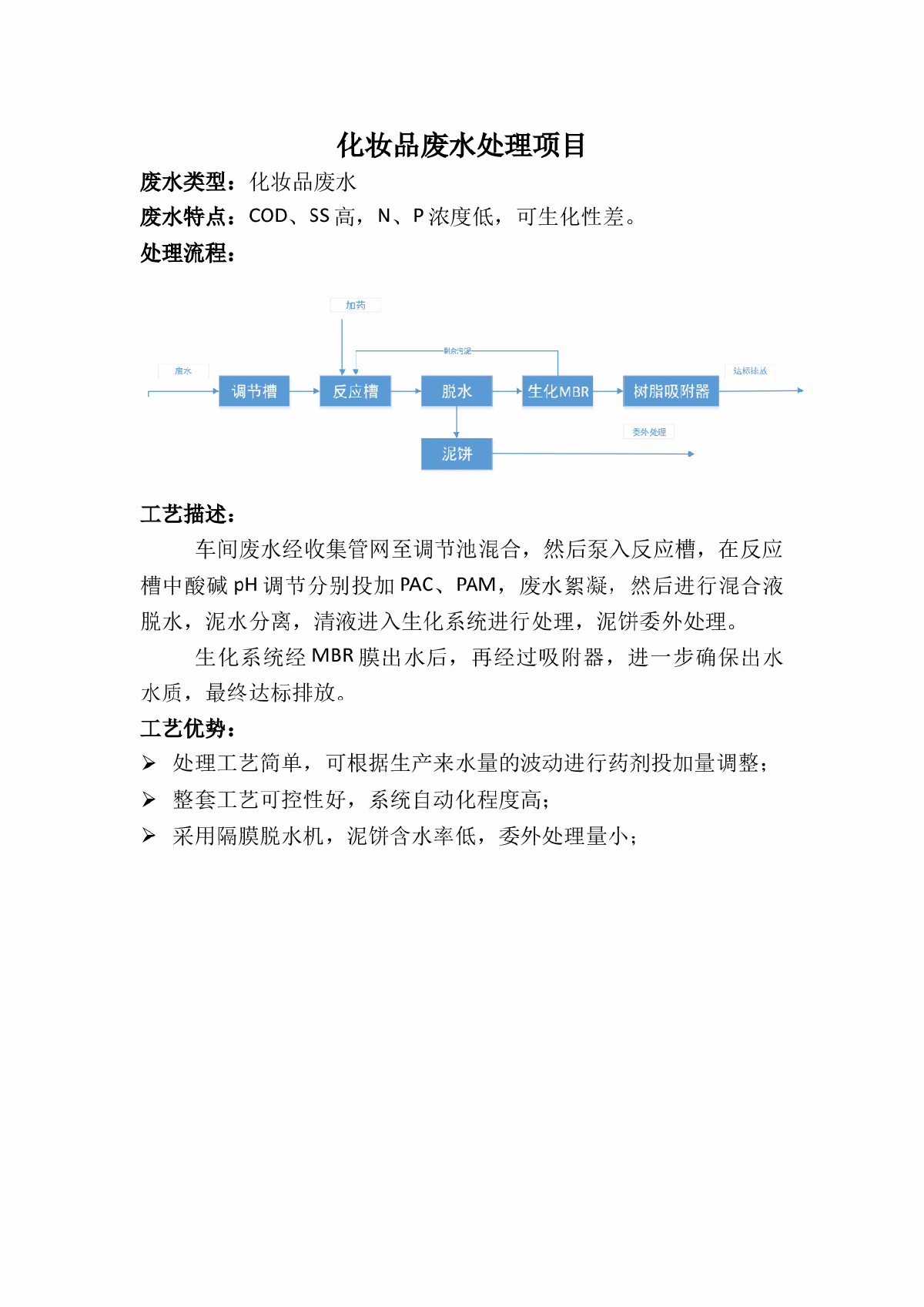 化妆品类废水处理项目简介-图一